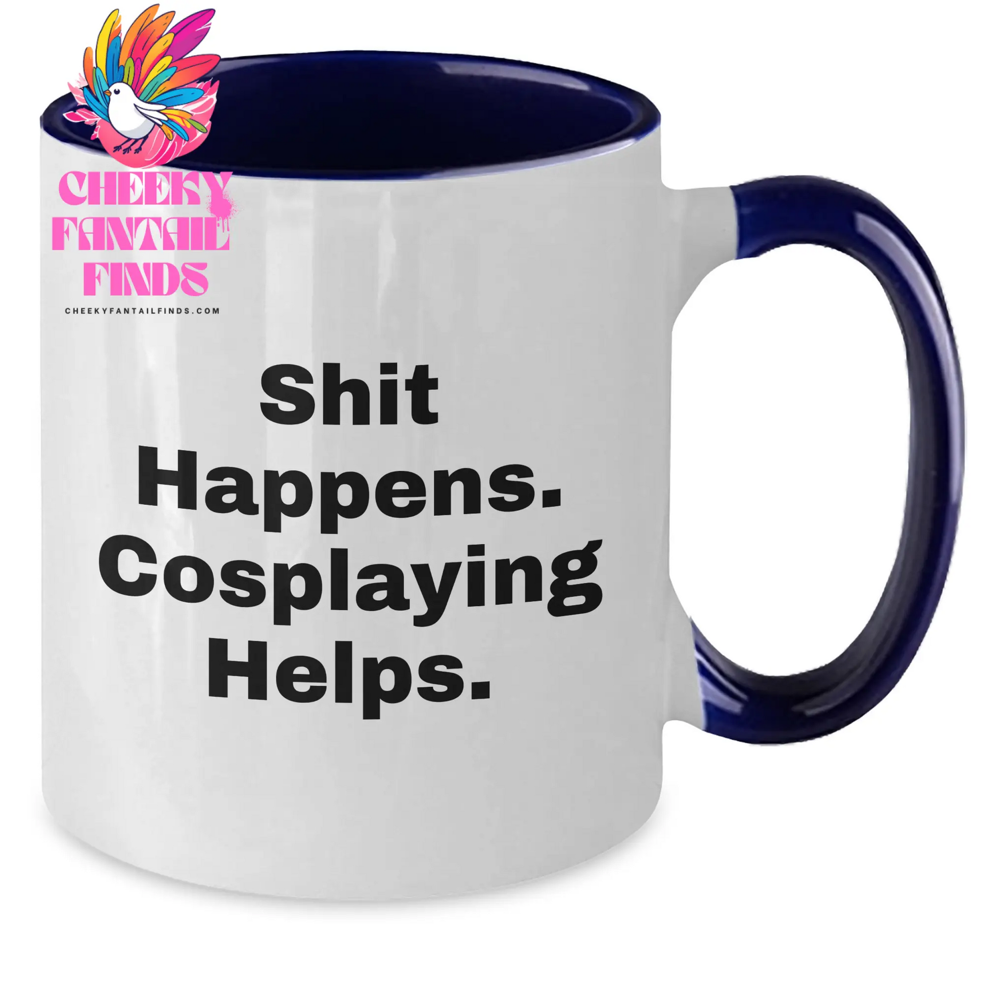 Funny Cosplaying Gifts for Men, Shit Happens Two Tone Coffee Mug, Unique Father's Day Unique Gifts from Friends - Additional