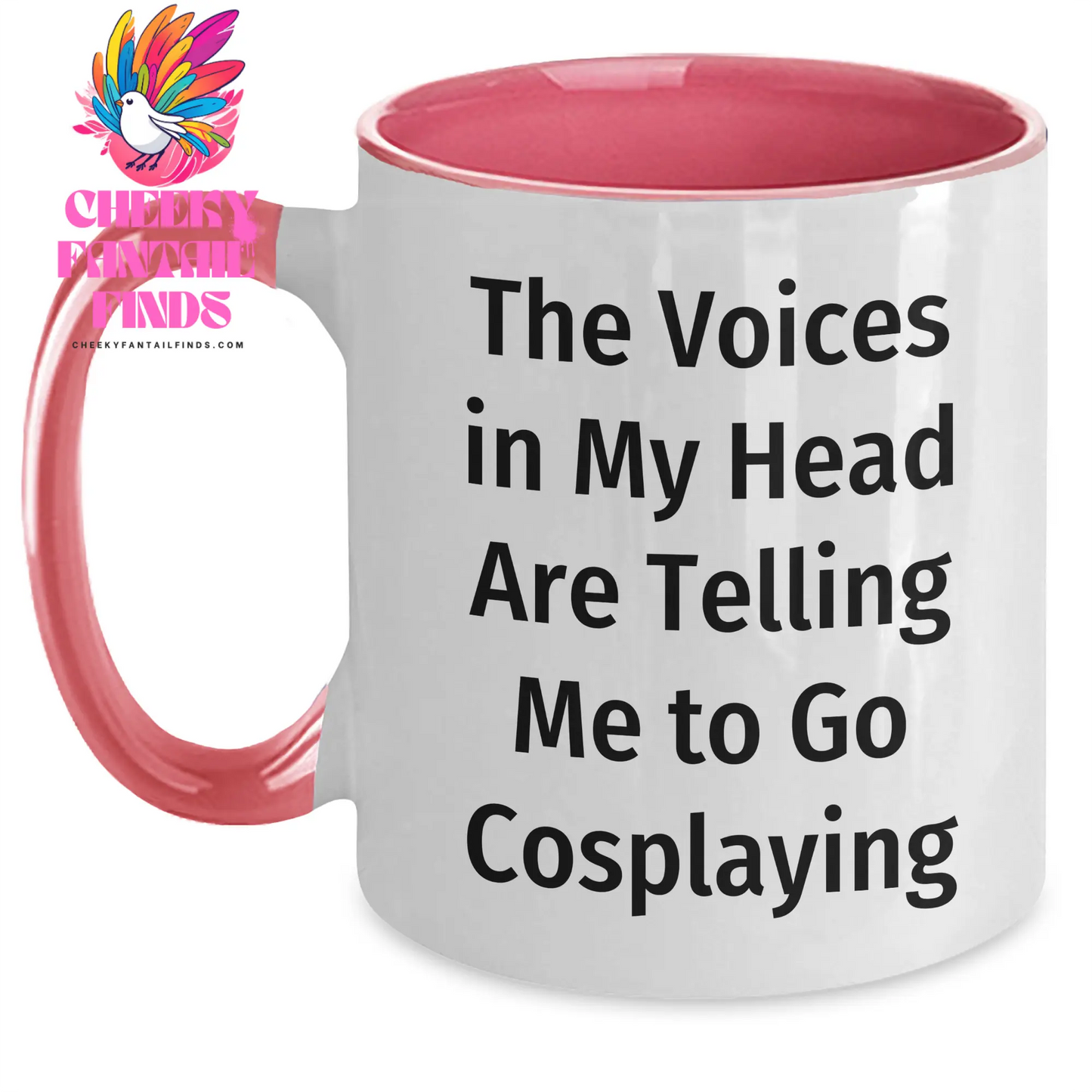 Funny Cosplaying Gifts from Friends and Family for Dad's Special Day, Two Tone Coffee Mug with Quote 'The Voices In My Head Are Telling Me To Go Cosplaying' - Main