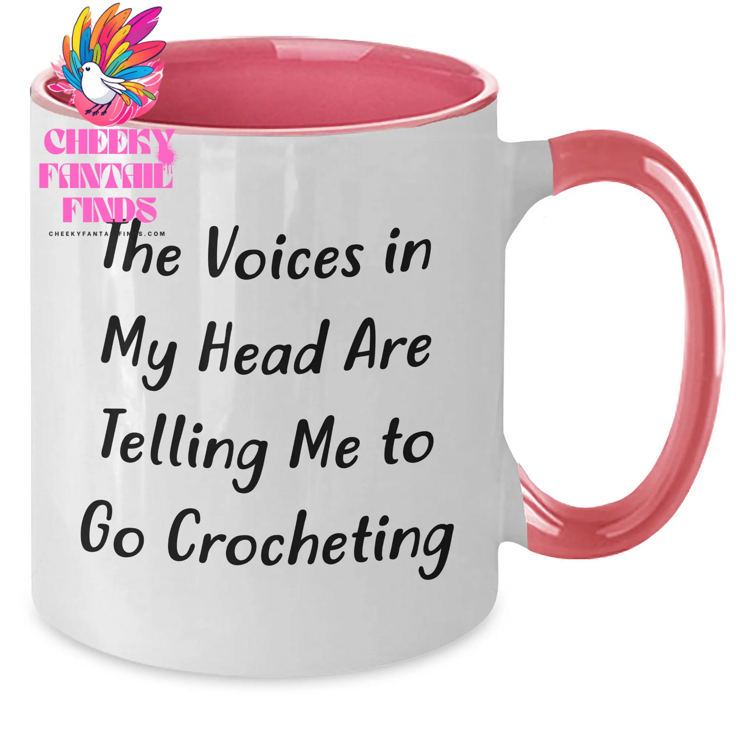 Funny Crocheting Gifts for Mom's Day - Two Tone Coffee Mug with 'The Voices In My Head Are Telling Me To Go Crocheting' Quote, Gifts from Friends and Family - Additional