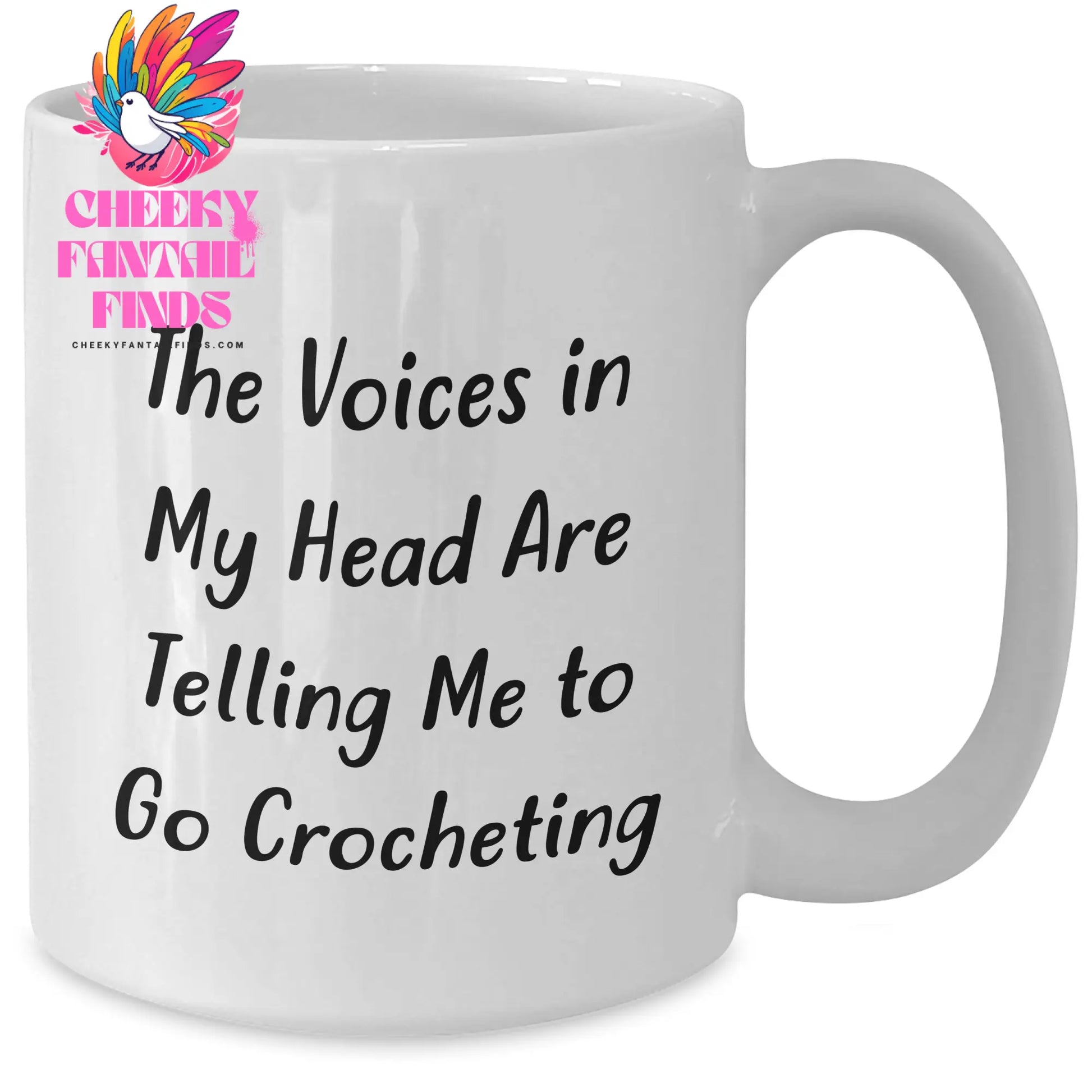 Funny Crocheting Gifts from Mom for Mother's Day, 'The Voices In My Head Are Telling Me To Go Crocheting' White Coffee Mug, 11oz or 15oz, Ceramic, Microwave, Dishwasher Safe - Additional