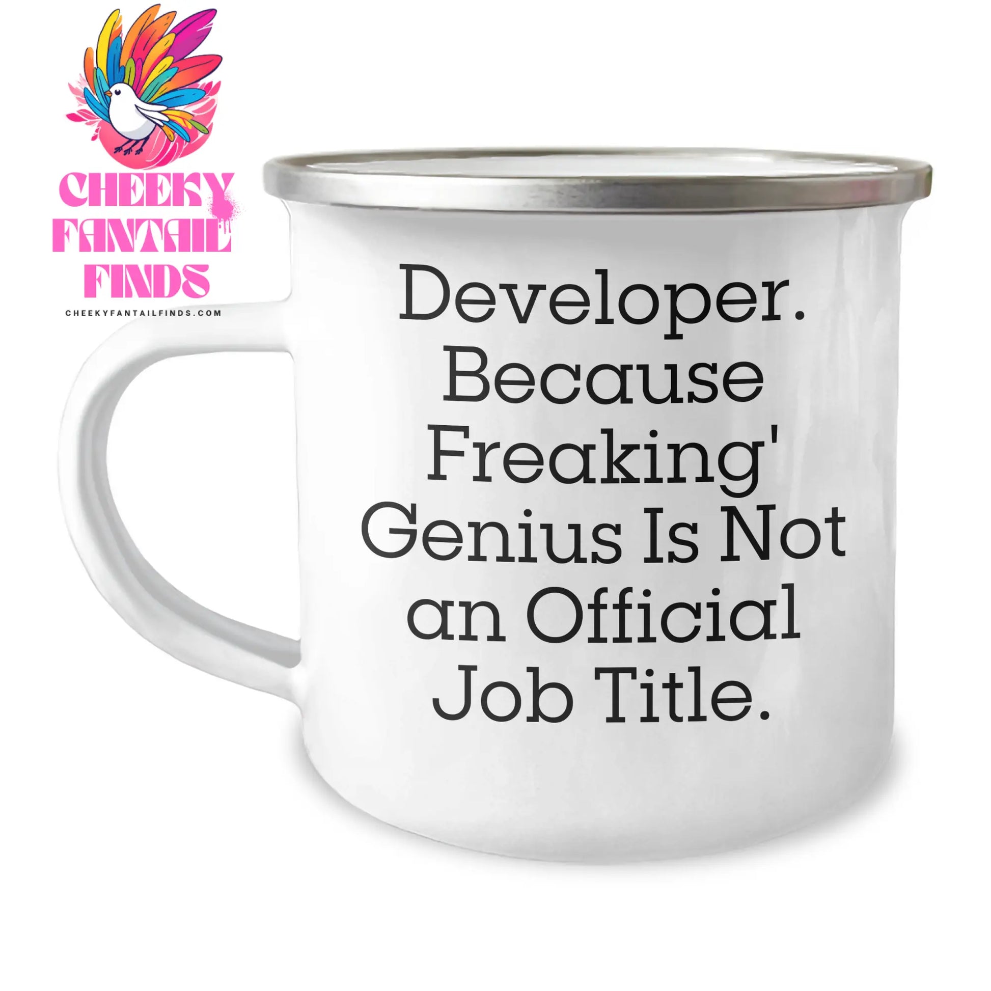 Funny Developer Gifts, Camping Mug for Men, 'Developer. Because Freaking' genius Is Not An Official Job Title.' Quote, Gifts from Family, Unique Father's Day Unique Gifts - Image 1