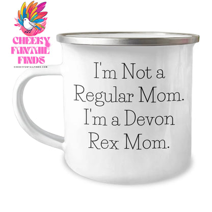 Funny Devon Rex Cat Mom Gifts from Family for Mother's Day Camping Mug 'I'm Not A Regular Mom. I'm A Devon Rex Mom.' - Image 1