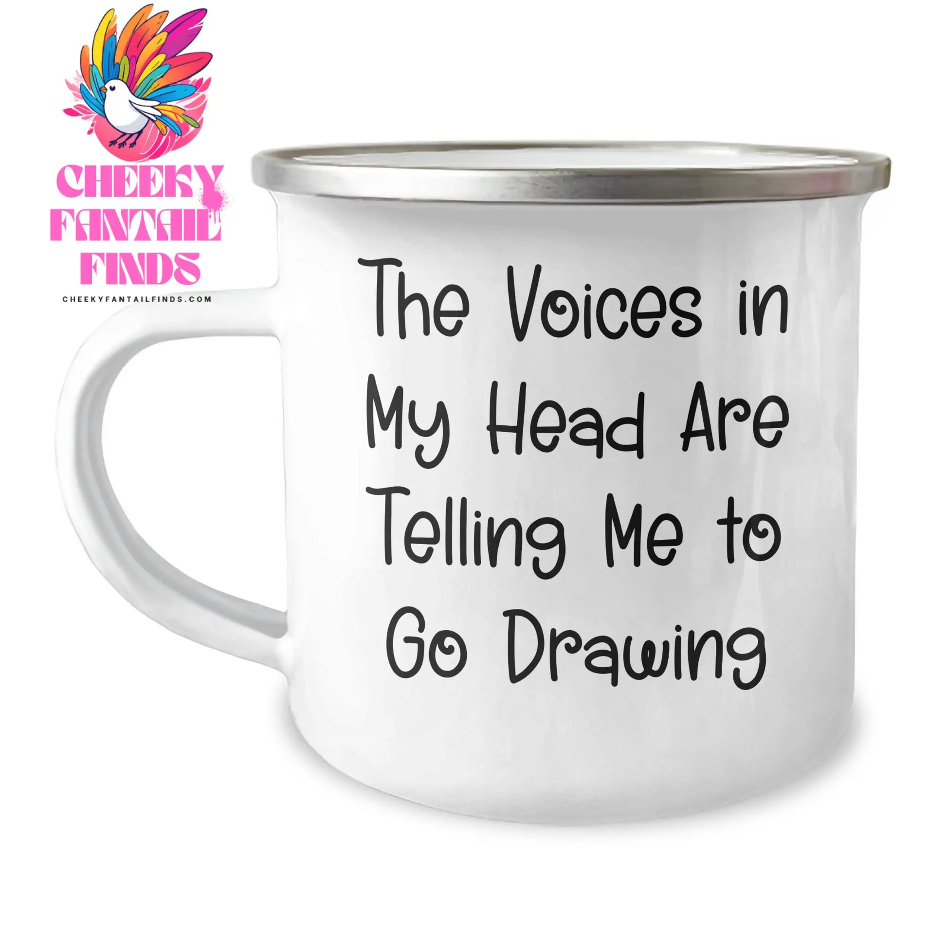 Funny Drawing Gifts from Friends for Mother's Day - Camping Mug - The Voices In My Head Are Telling Me To Go Drawing - Image 1