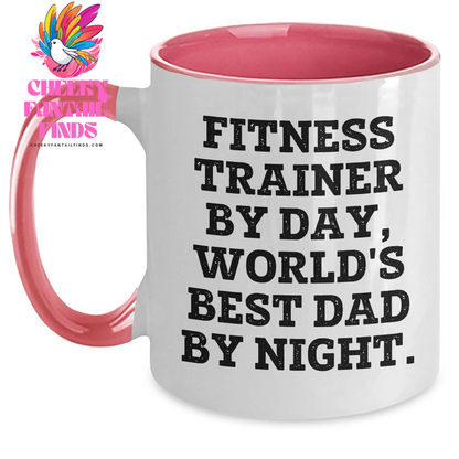 Funny Fitness Trainer Gifts from Men - Two Tone Coffee Mug for World's Best Dad By Night, Father's Day Unique Gifts - Main