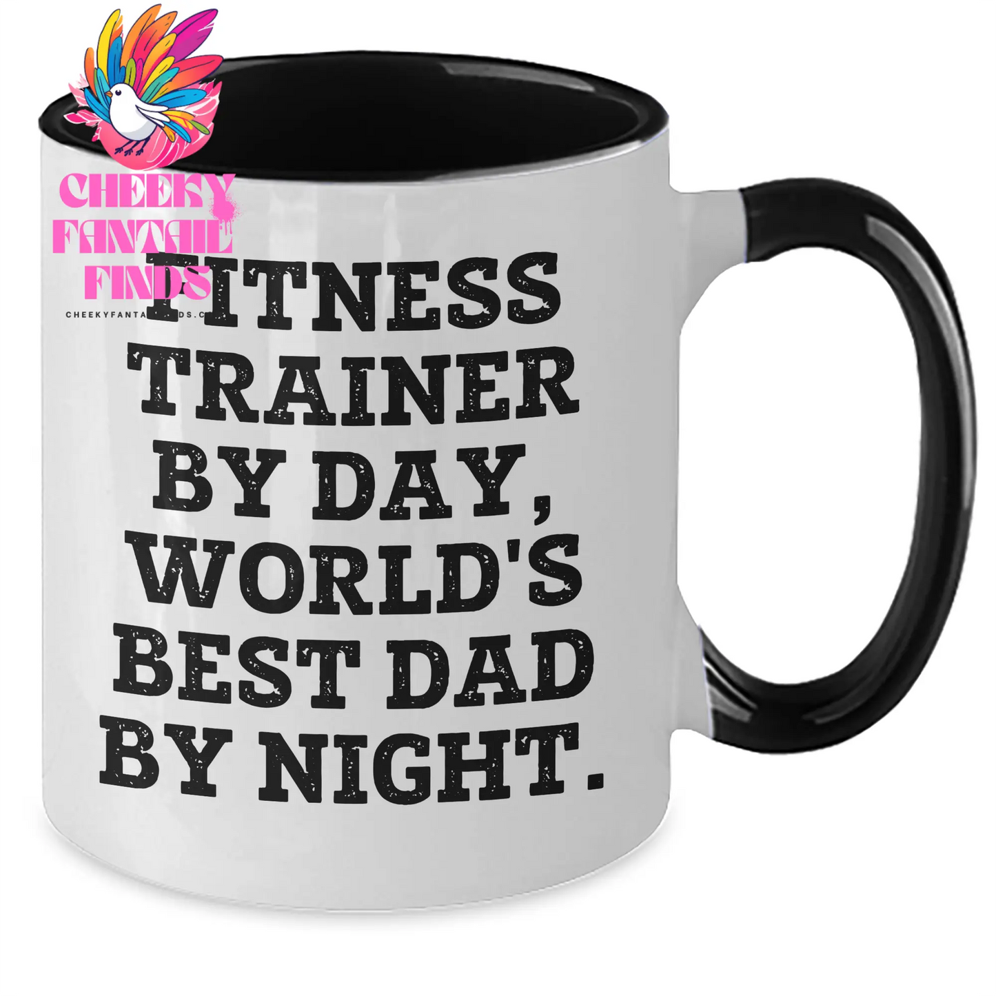 Funny Fitness Trainer Gifts from Men - Two Tone Coffee Mug for World's Best Dad By Night, Father's Day Unique Gifts - Additional