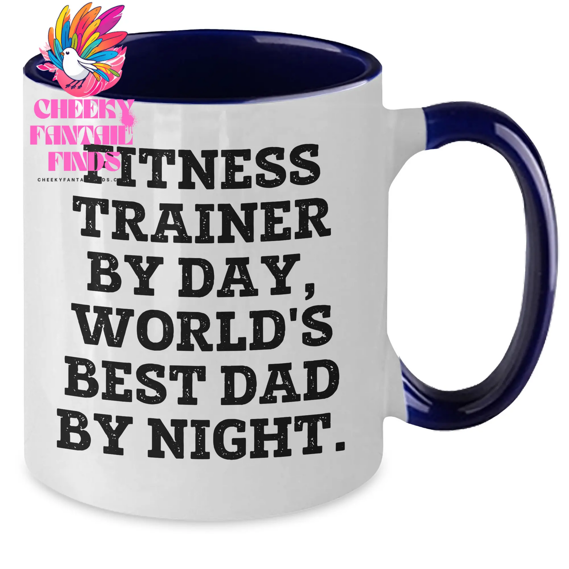 Funny Fitness Trainer Gifts from Men - Two Tone Coffee Mug for World's Best Dad By Night, Father's Day Unique Gifts - Additional