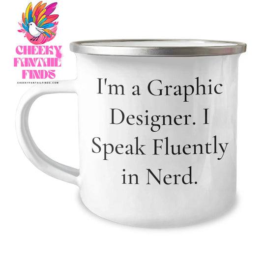 Funny Graphic Designer Gifts from Friends - I Speak Fluently In genius. - Unique Camping Mug for Dad on Father's Day - Image 1