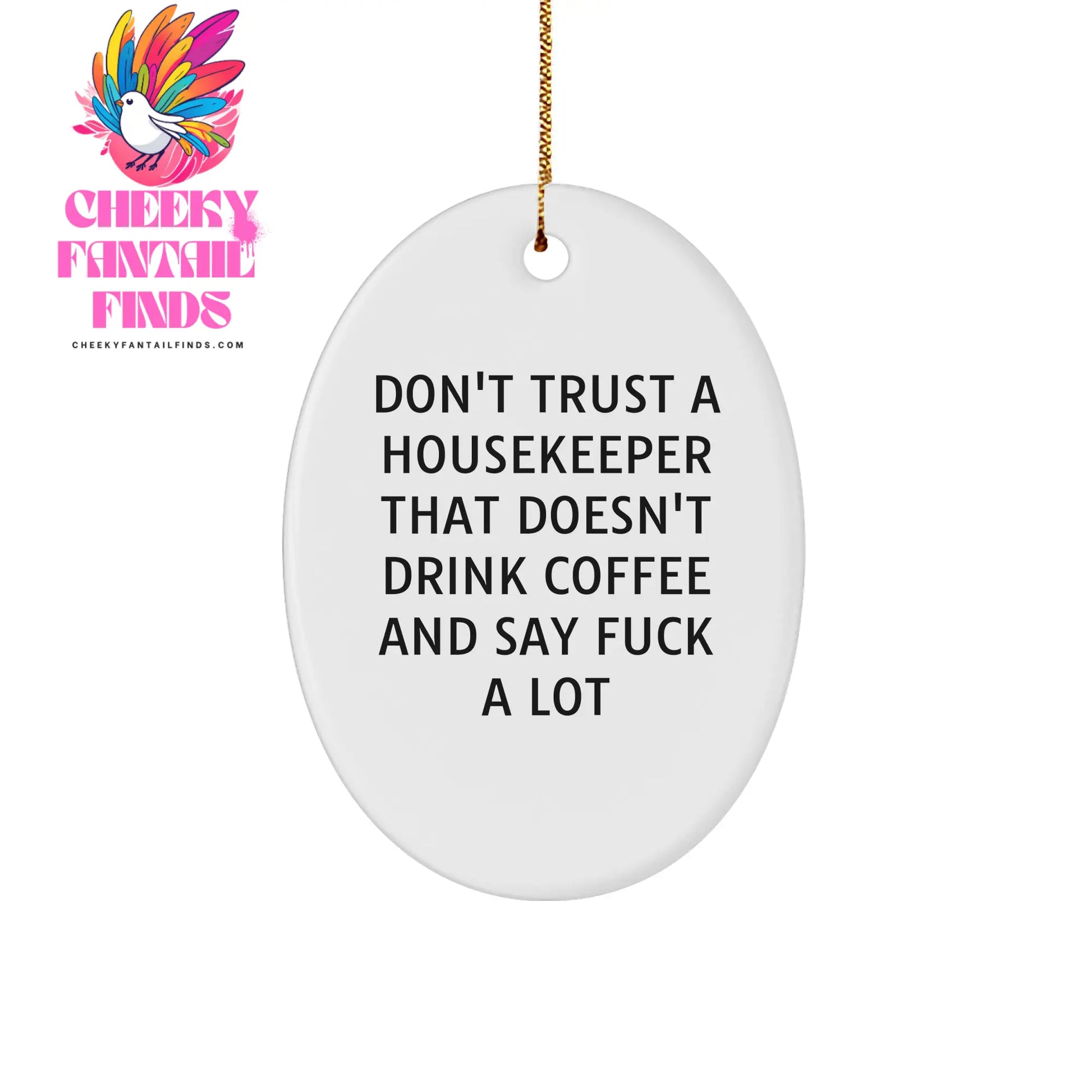 Funny Housekeeper Quote Oval Ornament, Gifts for Housekeepers, Christmas Unique Gifts from Friends to Colleagues, Inspirational Home Decor for Office or House - Image 1