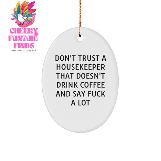 Funny Housekeeper Quote Oval Ornament, Gifts for Housekeepers, Christmas Unique Gifts from Friends to Colleagues, Inspirational Home Decor for Office or House - Image 1