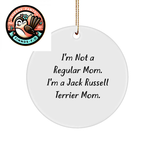 Funny Jack Russell Terrier Dog Mom Christmas Circle Ornament Gifts from Friends, Family, or Coworkers for Jack Russell Terrier Dog Lovers - Image 1