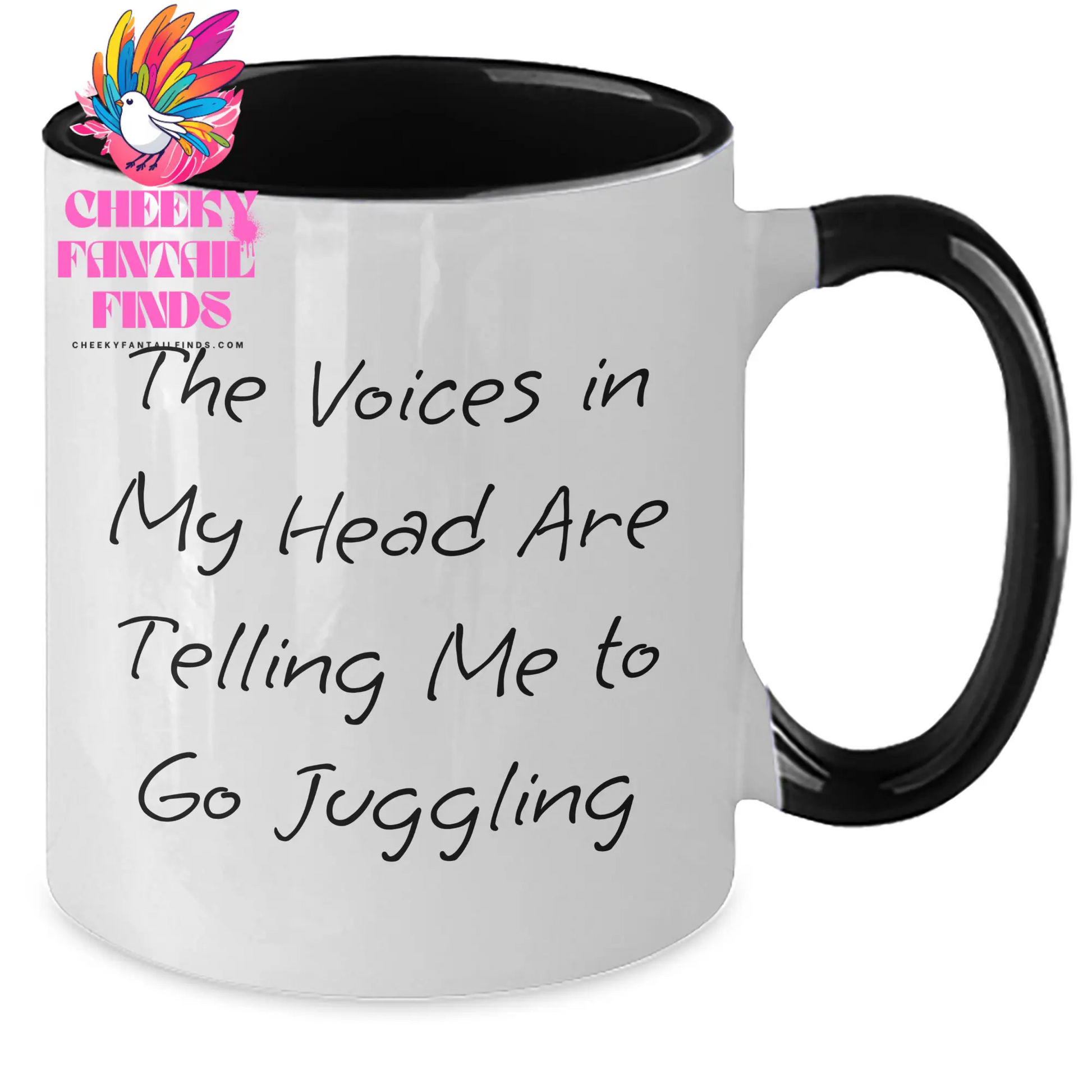 Funny Juggling Gifts for Men from Dad on Father's Day - Two Tone Coffee Mug with 'The Voices In My Head Are Telling Me To Go Juggling' Quote - Additional