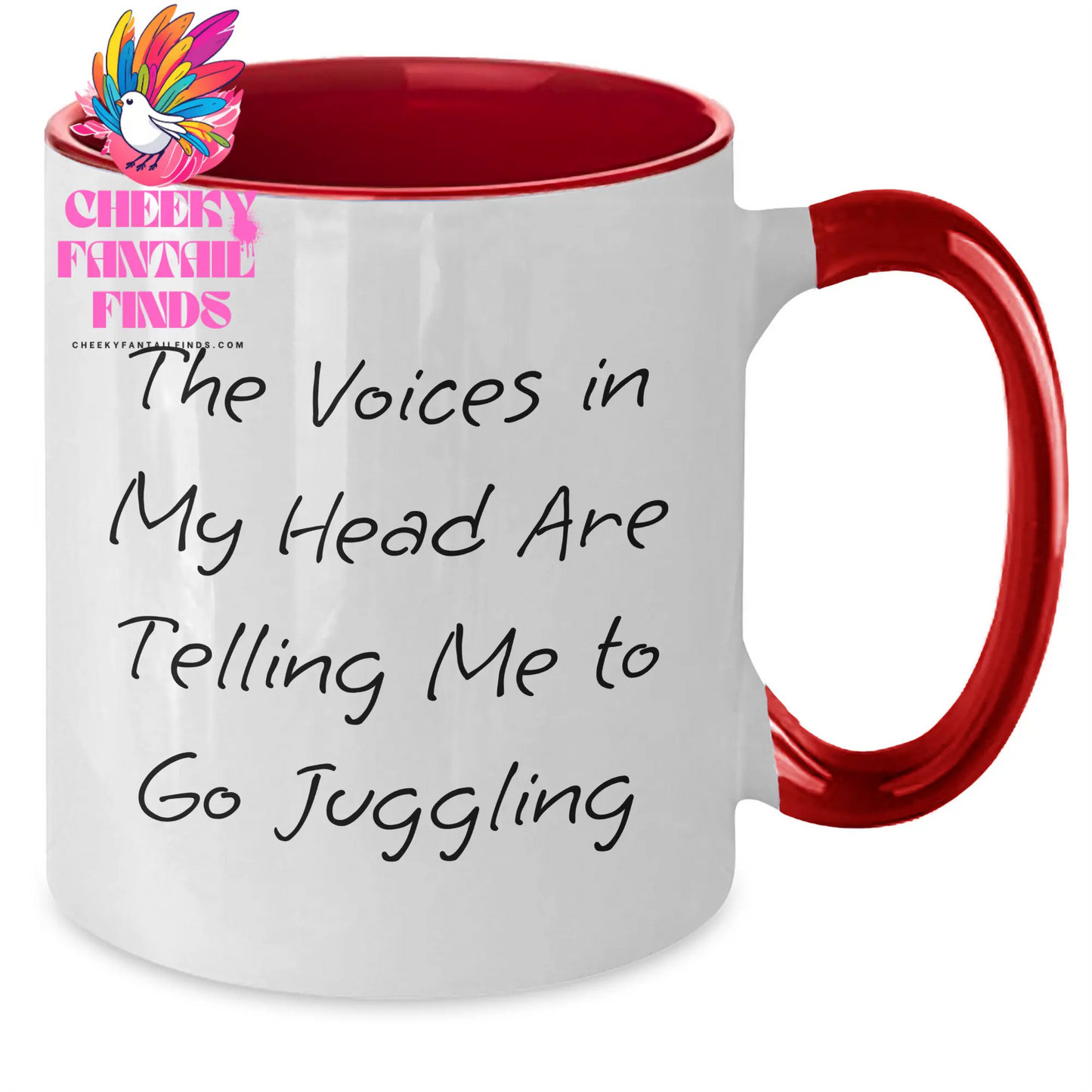 Funny Juggling Gifts for Men from Dad on Father's Day - Two Tone Coffee Mug with 'The Voices In My Head Are Telling Me To Go Juggling' Quote - Additional