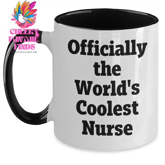 Funny Nurse Gifts from Men to Friends, Two Tone Coffee Mug for Officially The World's Coolest Nurse, Mother's Day Unique Gifts - Main