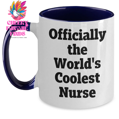 Funny Nurse Gifts from Men to Friends, Two Tone Coffee Mug for Officially The World's Coolest Nurse, Mother's Day Unique Gifts - Main