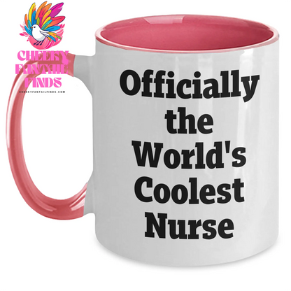 Funny Nurse Gifts from Men to Friends, Two Tone Coffee Mug for Officially The World's Coolest Nurse, Mother's Day Unique Gifts - Main