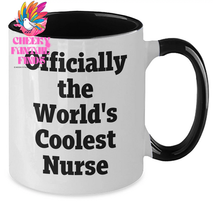 Funny Nurse Gifts from Men to Friends, Two Tone Coffee Mug for Officially The World's Coolest Nurse, Mother's Day Unique Gifts - Additional