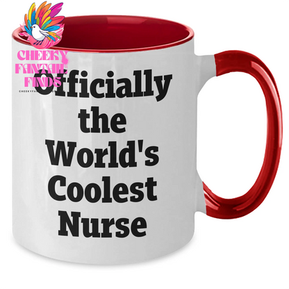 Funny Nurse Gifts from Men to Friends, Two Tone Coffee Mug for Officially The World's Coolest Nurse, Mother's Day Unique Gifts - Additional