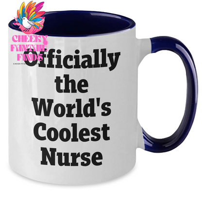 Funny Nurse Gifts from Men to Friends, Two Tone Coffee Mug for Officially The World's Coolest Nurse, Mother's Day Unique Gifts - Additional