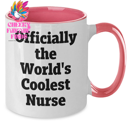 Funny Nurse Gifts from Men to Friends, Two Tone Coffee Mug for Officially The World's Coolest Nurse, Mother's Day Unique Gifts - Additional