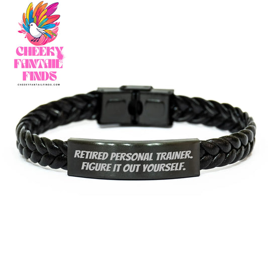 Funny Quote Interlaced Leather Bracelet for Personal Trainer Gifts from Family to Men, Unique Father's Day Unique Gifts - Image 1
