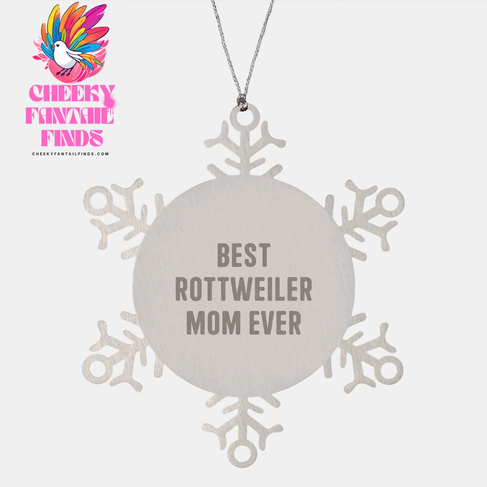 Funny Rottweiler Mom Ever Gifts for Rottweiler Dog Lovers at Christmas, Snowflake Ornament from Family or Friends, Best Rottweiler Mom Ever Quote - Image 1