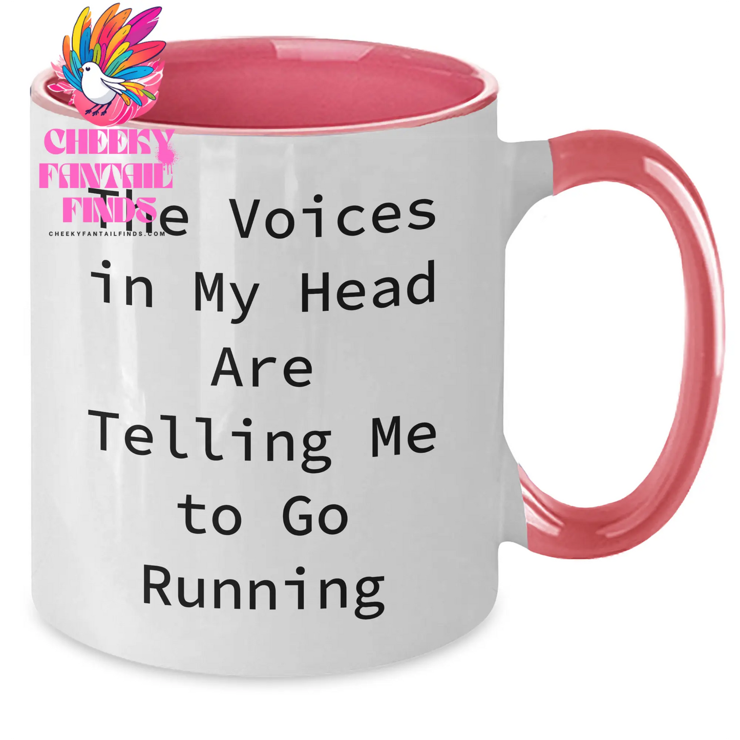 Funny Running Gifts for Mom - The Voices In My Head Are Telling Me To Go Running Two Tone Coffee Mug, Gifts from Mom to Running Mom, 11oz Ceramic, Microwave and Dishwasher Safe - Additional