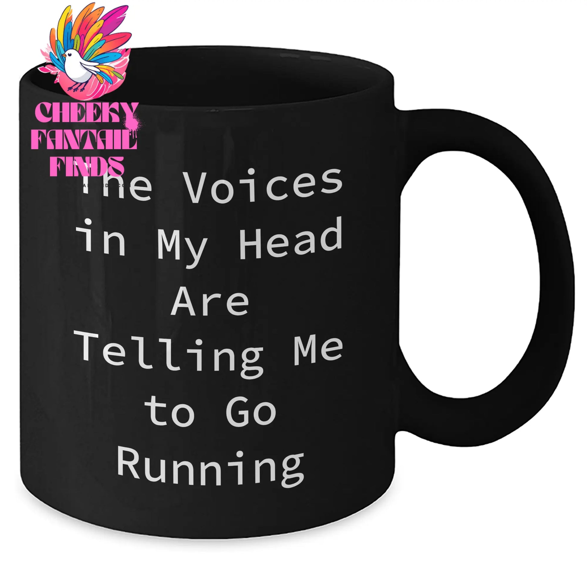 Funny Running Quotes Gift for Her, Black Coffee Mug, 'The Voices In My Head Are Telling Me To Go Running' - Gifts from Mom to Daughter, Perfect for Mother's Day - Additional