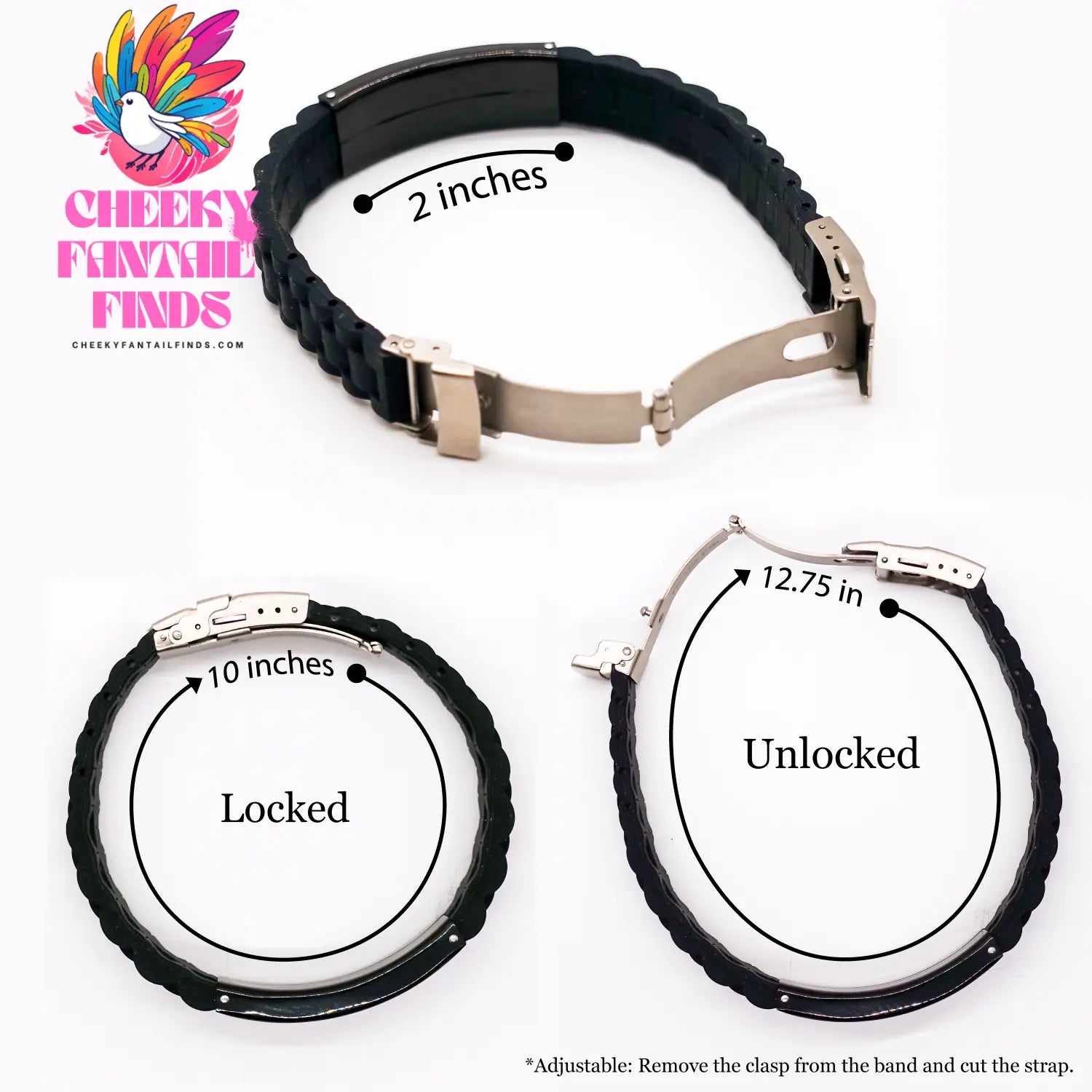 Funny Russian Blue Cat Mom Gifts for Men on Father's Day - Glide lock Clasp Adjustable Silicone Silver Stainless Steel Black Bracelet with Premium Bag - Image 4