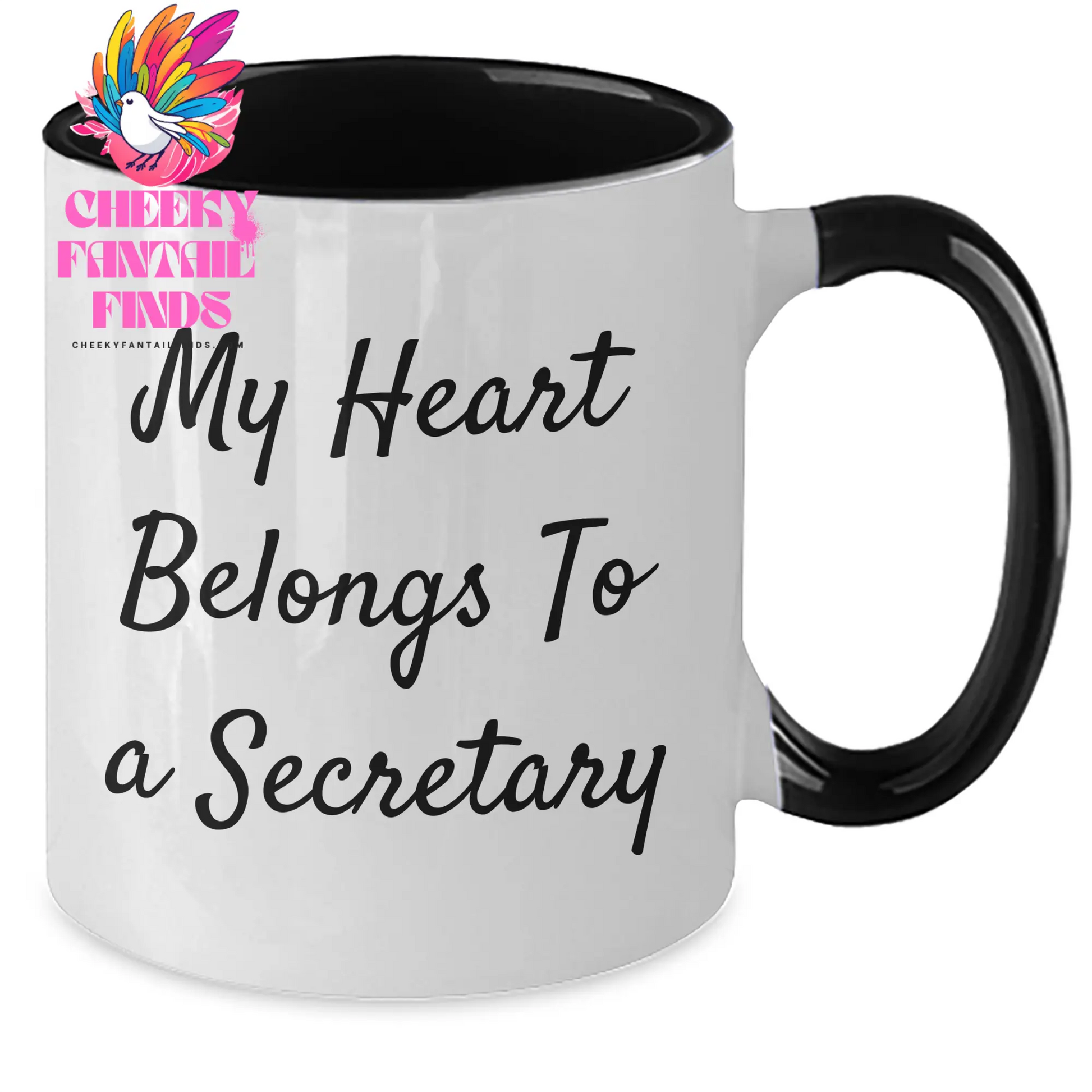 Funny Secretary Gifts from Men, Unique Two Tone Coffee Mugs for Women - My Heart Belongs To A Secretary - Additional