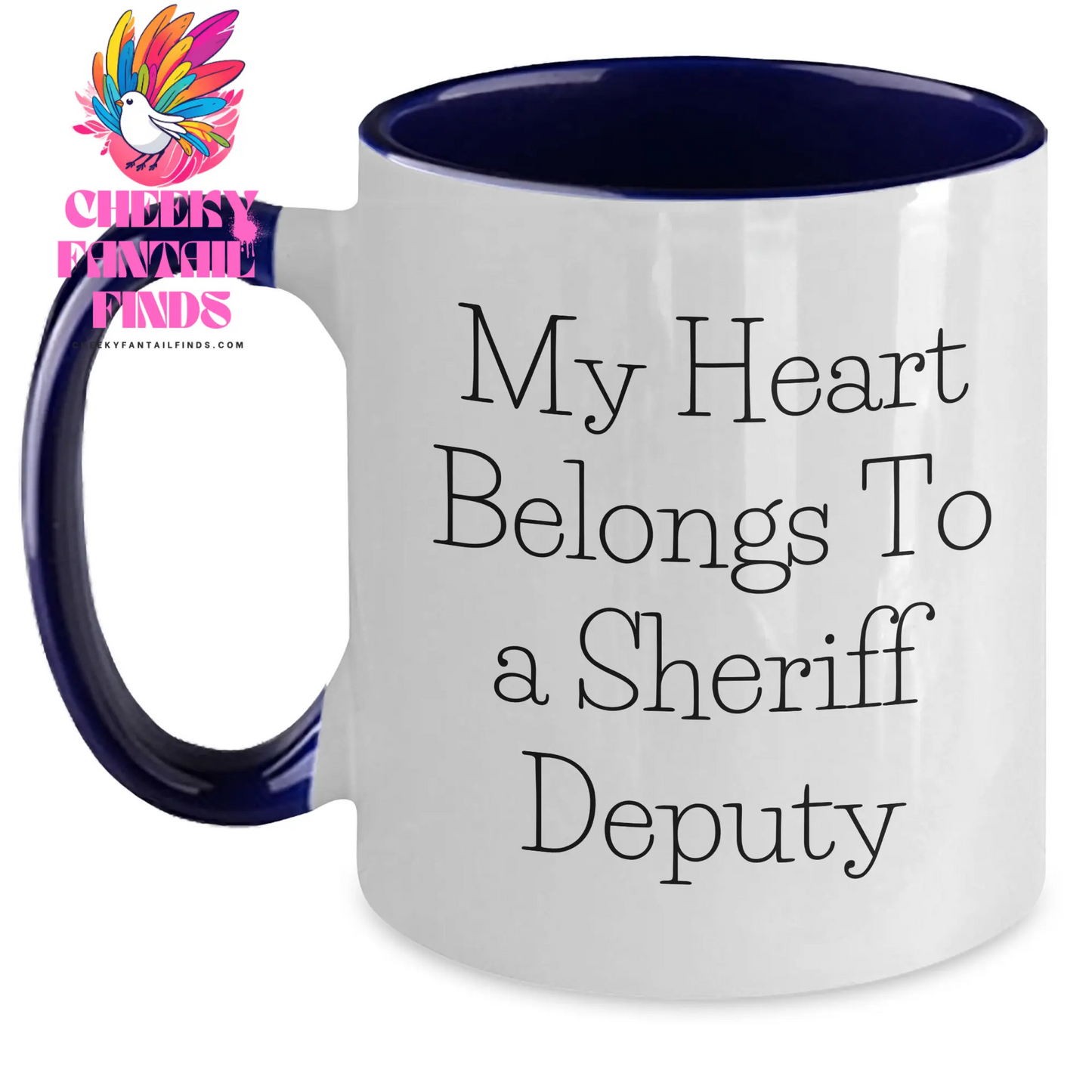 Funny Sheriff Deputy Gifts, 'My Heart Belongs To' Two Tone Coffee Mug for Mom, Gifts from Men to Sheriff Deputy on Mother's Day - Main
