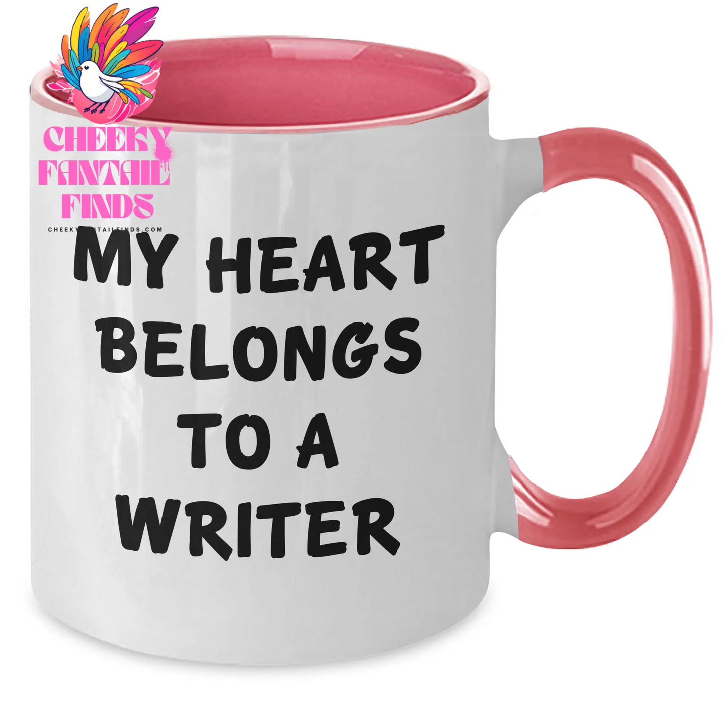 Funny Writer Gifts - My Heart Belongs To A Writer Two Tone Coffee Mug, Gifts from Mom to Writer, Unique Mother's Day Unique Gifts - Additional
