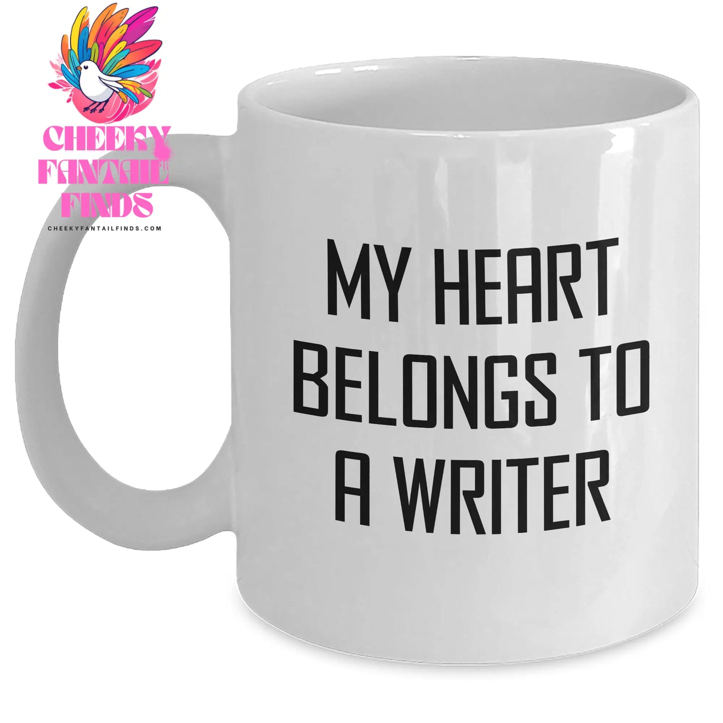 Funny Writer Gifts from Friends and Family, My Heart Belongs To A Writer White Coffee Mug, Unique Mother's Day Unique Gifts for Writer Women - Main