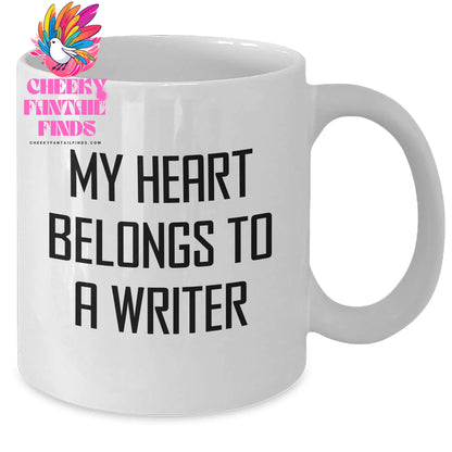 Funny Writer Gifts from Friends and Family, My Heart Belongs To A Writer White Coffee Mug, Unique Mother's Day Unique Gifts for Writer Women - Additional