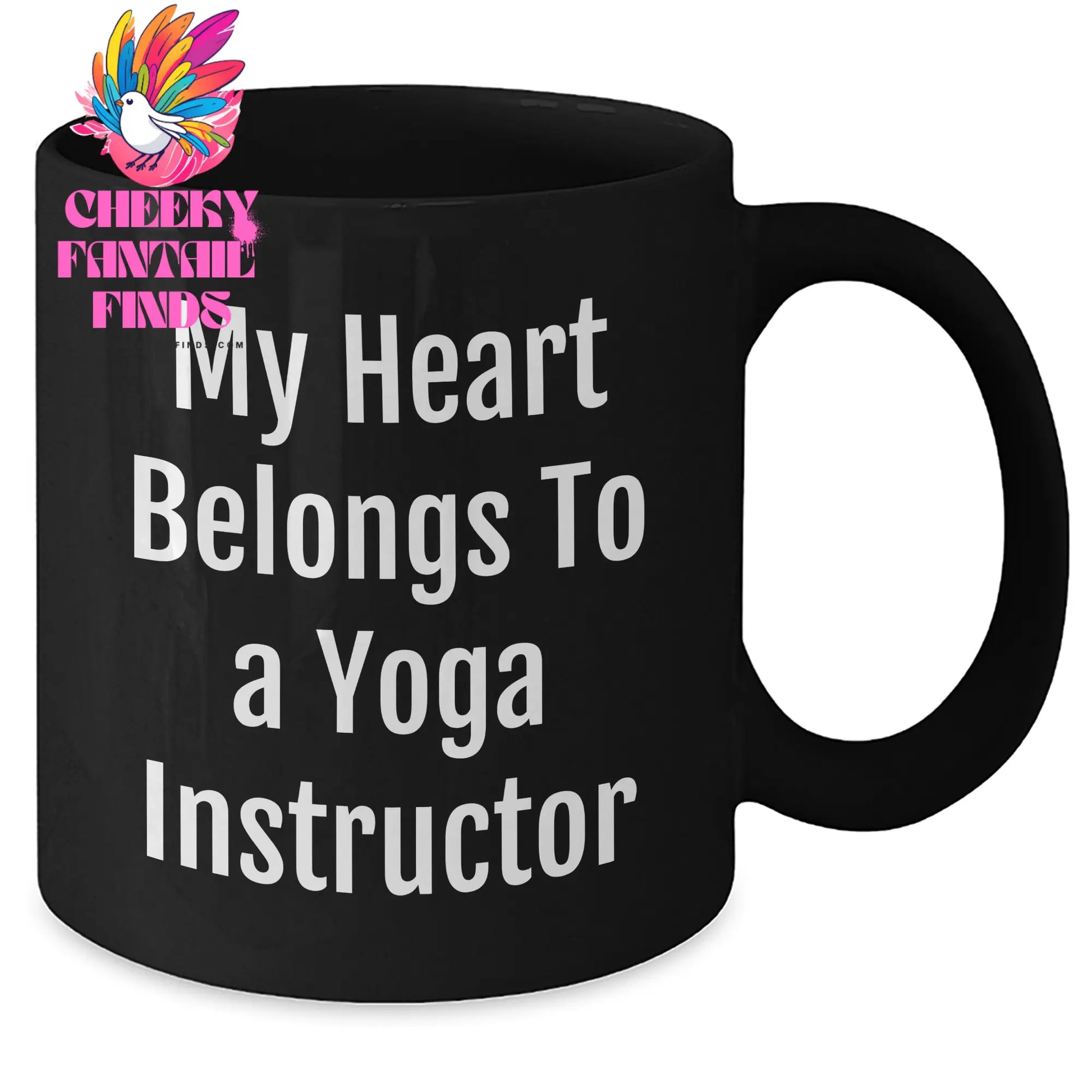 Funny Yoga Instructor Gifts From Men To Mother's Day Unique Gifts For Her Black Coffee Mug - 'My Heart Belongs To A Yoga Instructor' - Additional