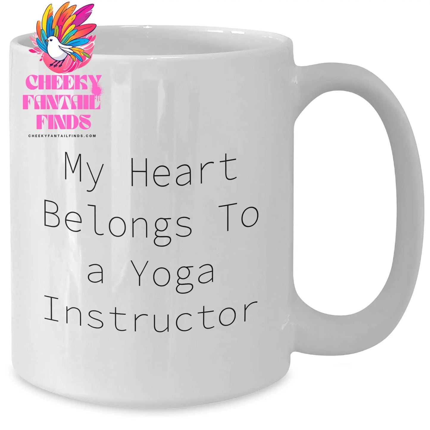 Funny Yoga Instructor Gifts from Friends, Yoga Instructor Unique Gifts for Mother's Day - 'My Heart Belongs To A Yoga Instructor' White Coffee Mug, 11oz/15oz Ceramic, Microwave & Dishwasher Safe - Additional
