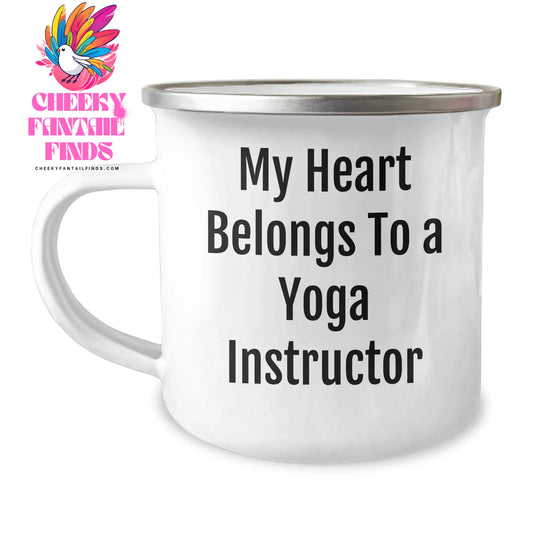 Funny Yoga Instructor Gifts from Men to Women Mother's Day Camping Mug 'My Heart Belongs To A Yoga Instructor' - Image 1