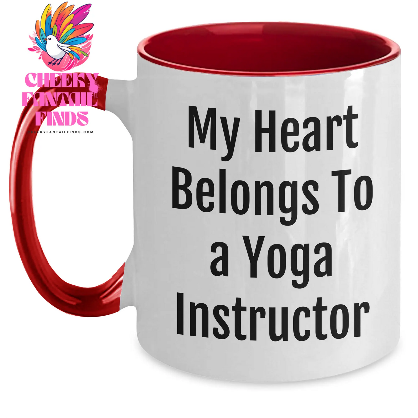 Funny Yoga Instructor Gifts from Men to Women on Mother's Day - 'My Heart Belongs To A Yoga Instructor' Two Tone Coffee Mug - Main