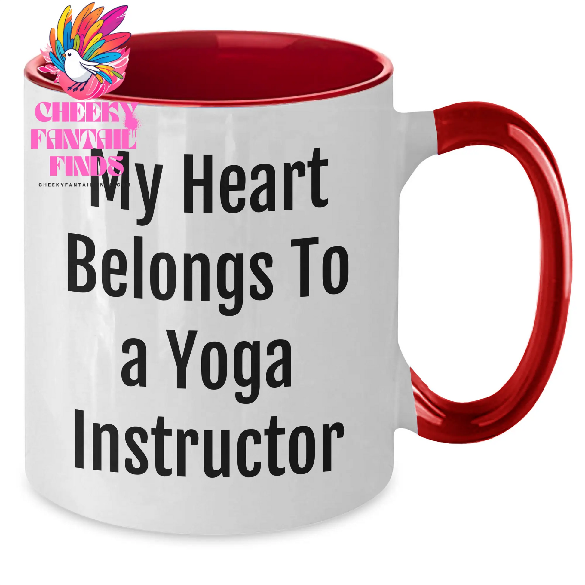 Funny Yoga Instructor Gifts from Men to Women on Mother's Day - 'My Heart Belongs To A Yoga Instructor' Two Tone Coffee Mug - Additional
