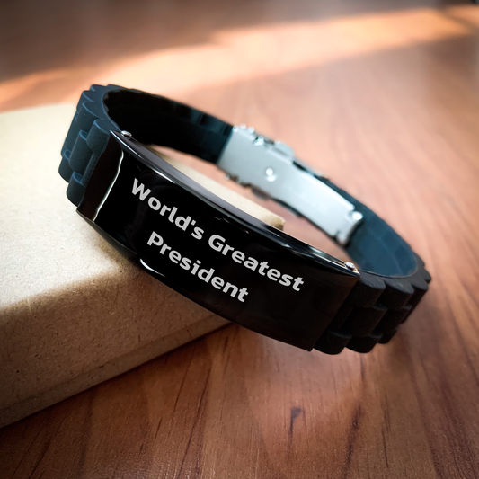 World's Greatest President Funny Quote Glide lock Clasp Bracelet, Gifts from Friends, Graduation Unique President Gifts, Adjustable President Accessories - Image 2