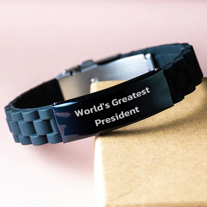 World's Greatest President Funny Quote Glide lock Clasp Bracelet, Gifts from Friends, Graduation Unique President Gifts, Adjustable President Accessories - Image 3