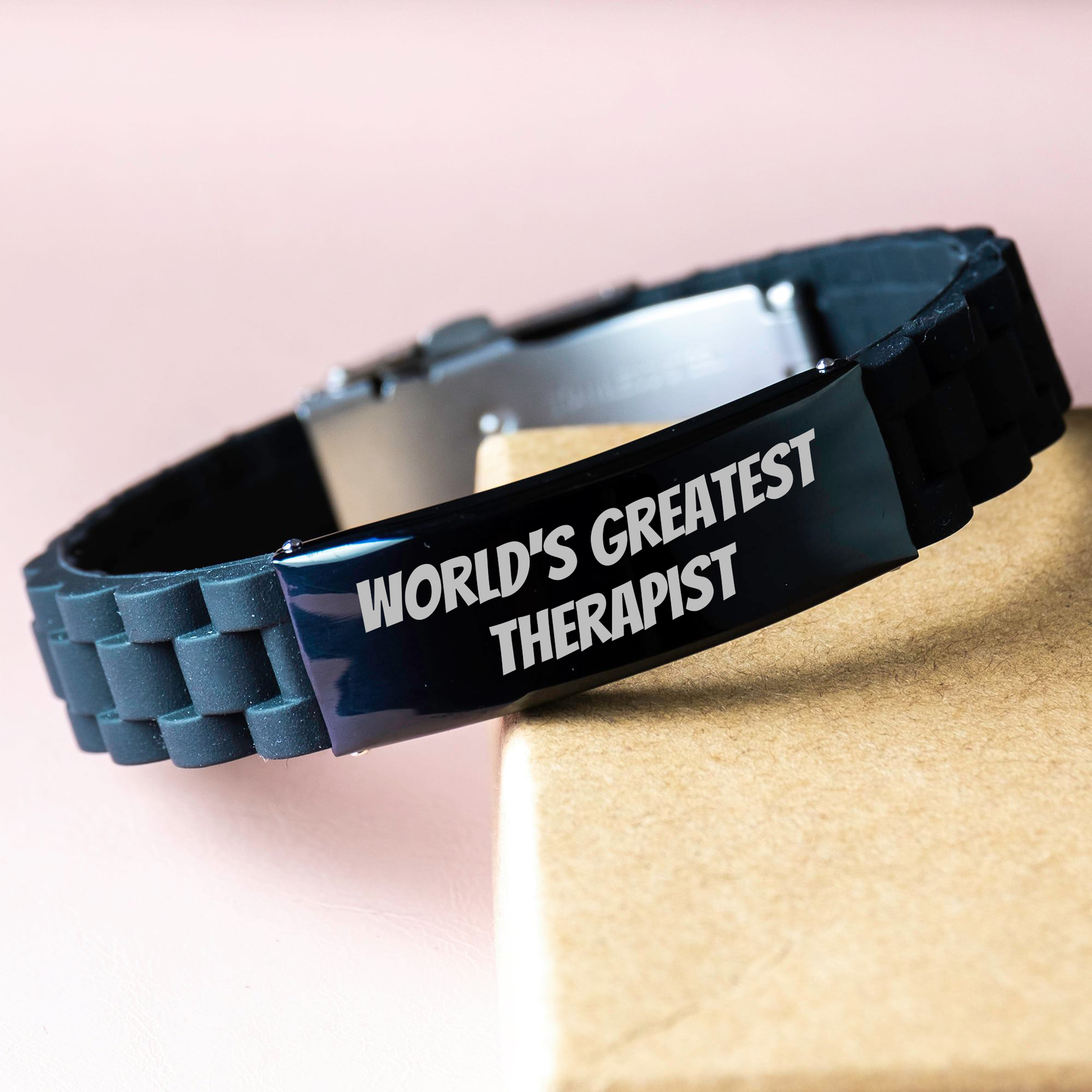 Funny Quotes for Therapist Gifts, World's Greatest Therapist Glide lock Clasp Bracelet for Men, Women, Friends, Coworkers, Family on Father's Day - Image 3