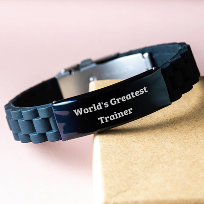 World's Greatest Trainer Glide lock Clasp Black Stainless Steel Silicone Trainer Gifts for Men from Trainer Enthusiasts - Father's Day Unique Gifts - Image 3