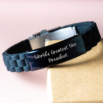 World's Greatest Vice President Funny Quote Glide lock Clasp Bracelet, Gifts for Vice President, Graduation Unique Gifts from Friends, Coworkers, or Family - Image 3