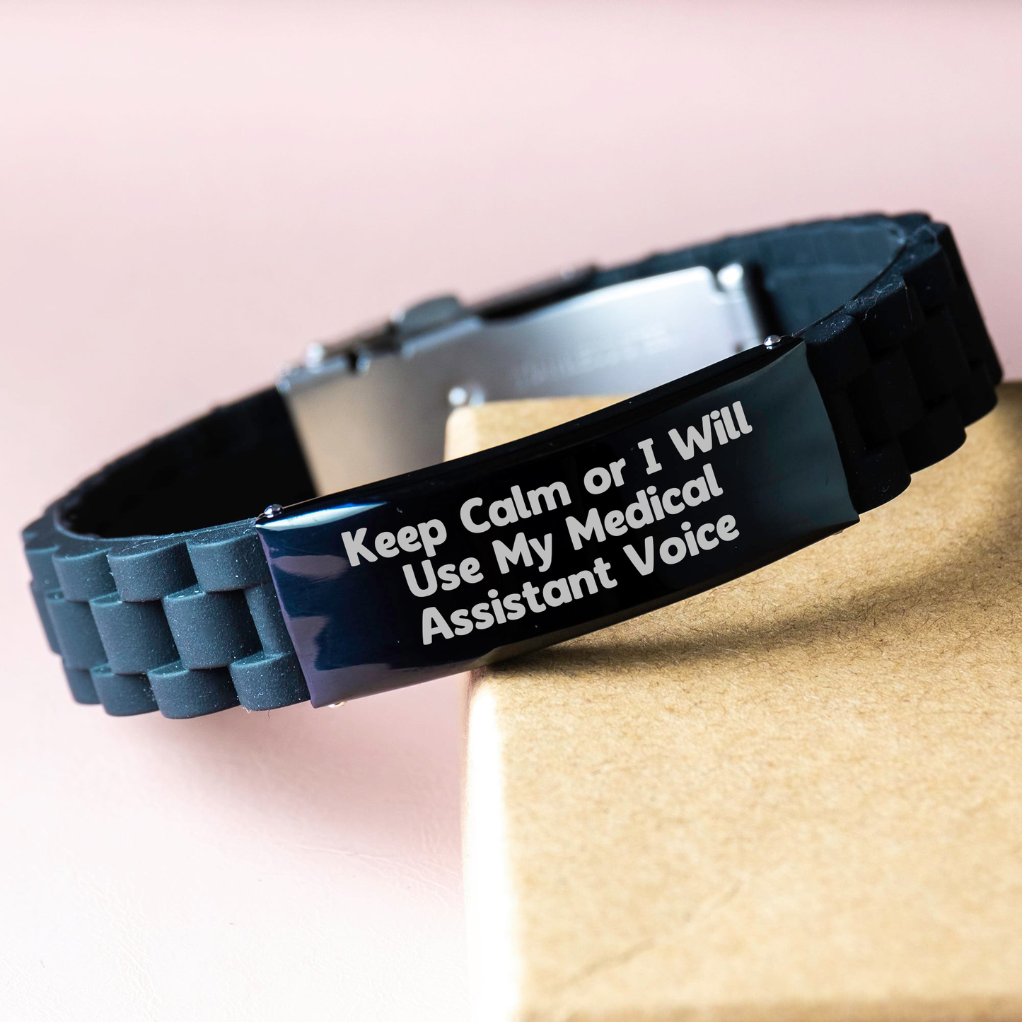 Funny Medical Assistant Gifts for Medical Assistant Day - Keep Calm Or I Will Use My Medical Assistant Voice Glide lock Clasp Bracelet, Gifts from Men to Medical Assistant, Father's Day Unique Gifts - Image 3