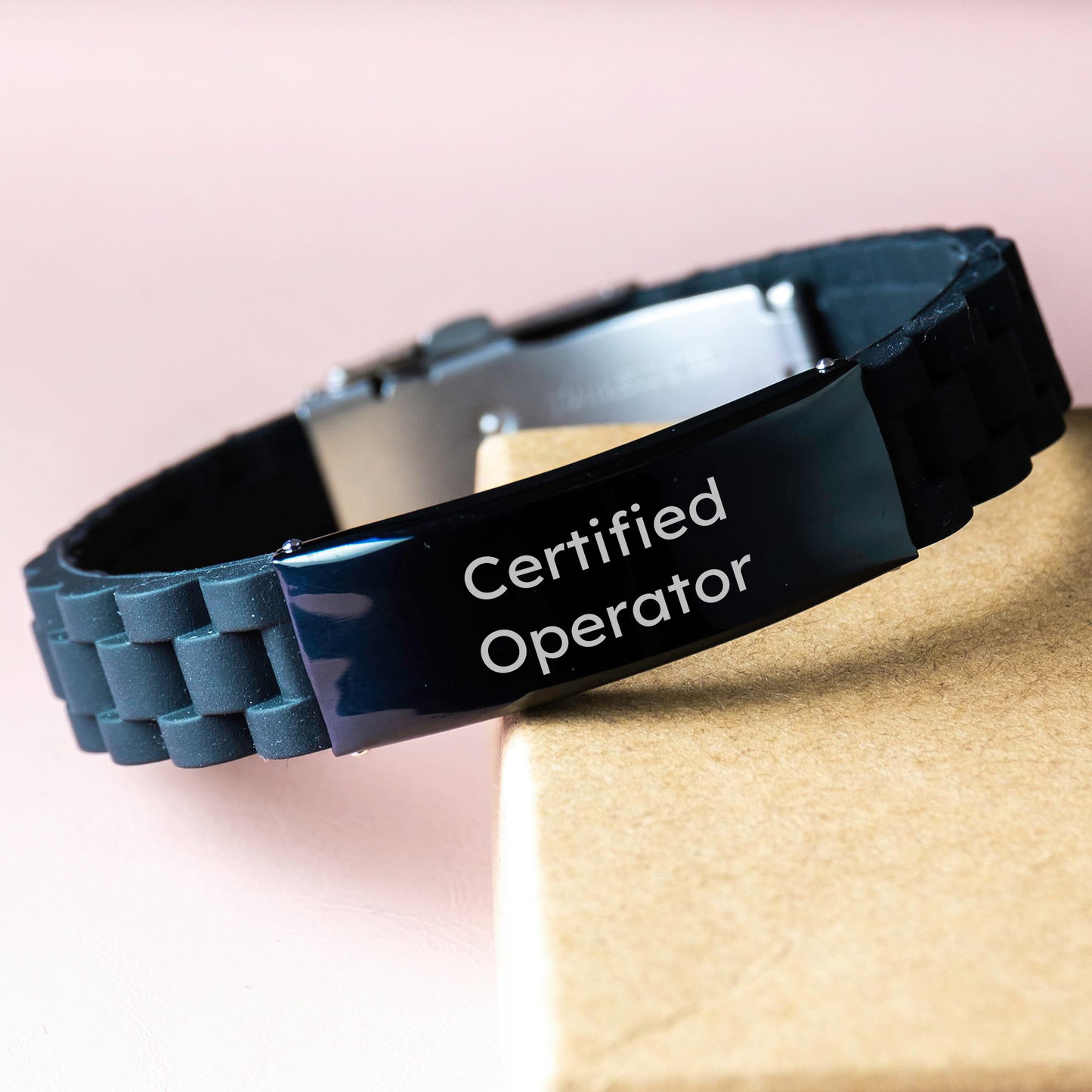 Operator Funny Quote Gifts from Men, Women, Friends - Glide lock Clasp Adjustable Black Stainless Steel Silicone Graduation Unique Gifts for Operator, Inspiration and Encouragement - Image 3