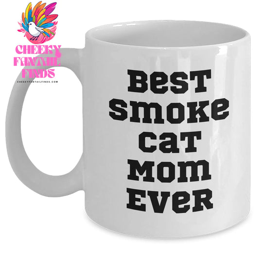 Gifts for Best Smoke Cat Mom Ever | Funny Smoke Cat White Coffee Mug | Gifts from Daughter or Son | Father's Day Unique Gifts - Main