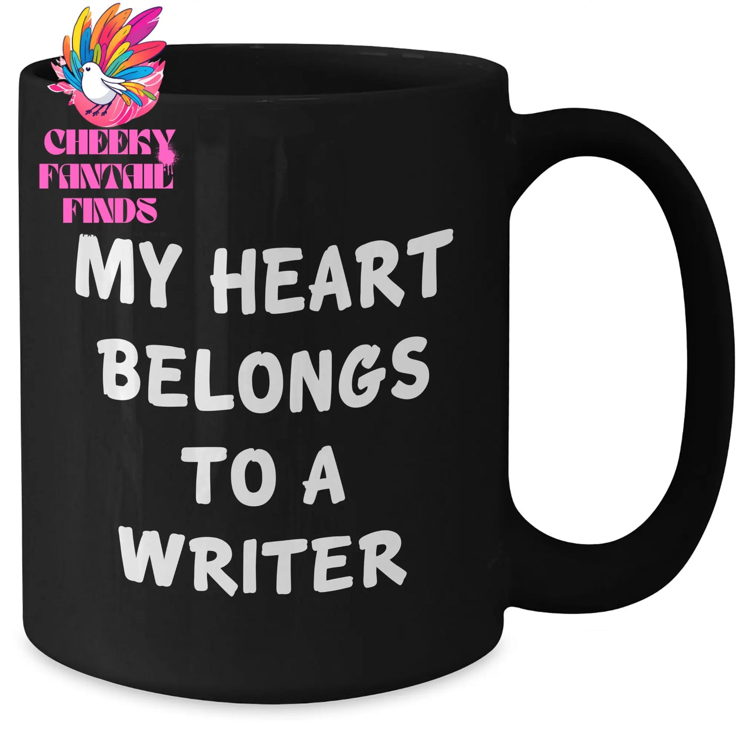 Gifts from Men to Writers, My Heart Belongs To A Writer, Funny Quote on Black Coffee Mug, Mother's Day Unique Gifts for Her - Additional