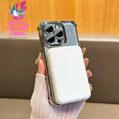 Glitter Water Ripple Magsafe Logo Hole Case For iPhone 14 15 Pro Max 13 Pro Folding Holder Cover For iPhone 16 Plus Hard Shell Cheeky Fantail Finds