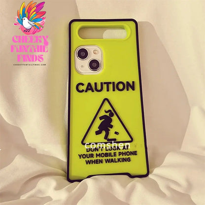 Glow-In-The-Dark Creative Funny Warning Sign Phone Case For iPhone16 15 13 14 12 11ProMax Lovely Street Fashion Soft Back Cover Cheeky Fantail Finds