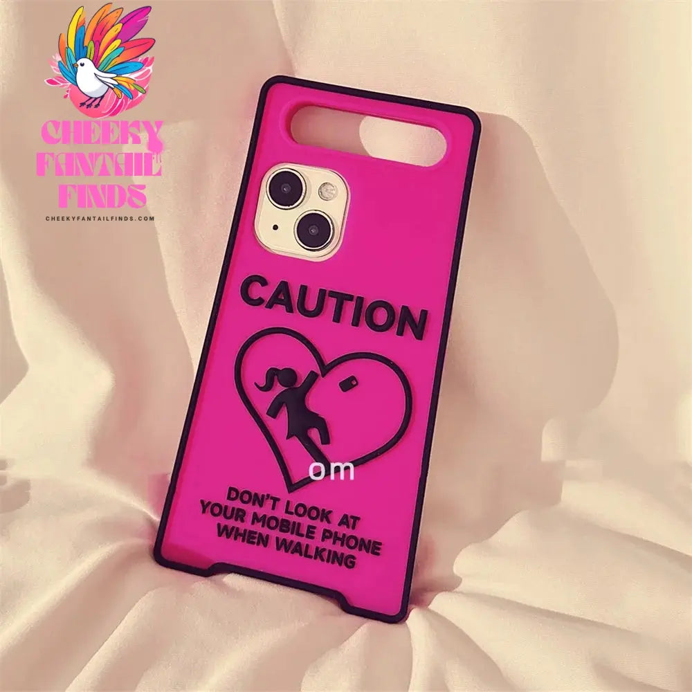 Glow-In-The-Dark Creative Funny Warning Sign Phone Case For iPhone16 15 13 14 12 11ProMax Lovely Street Fashion Soft Back Cover Cheeky Fantail Finds